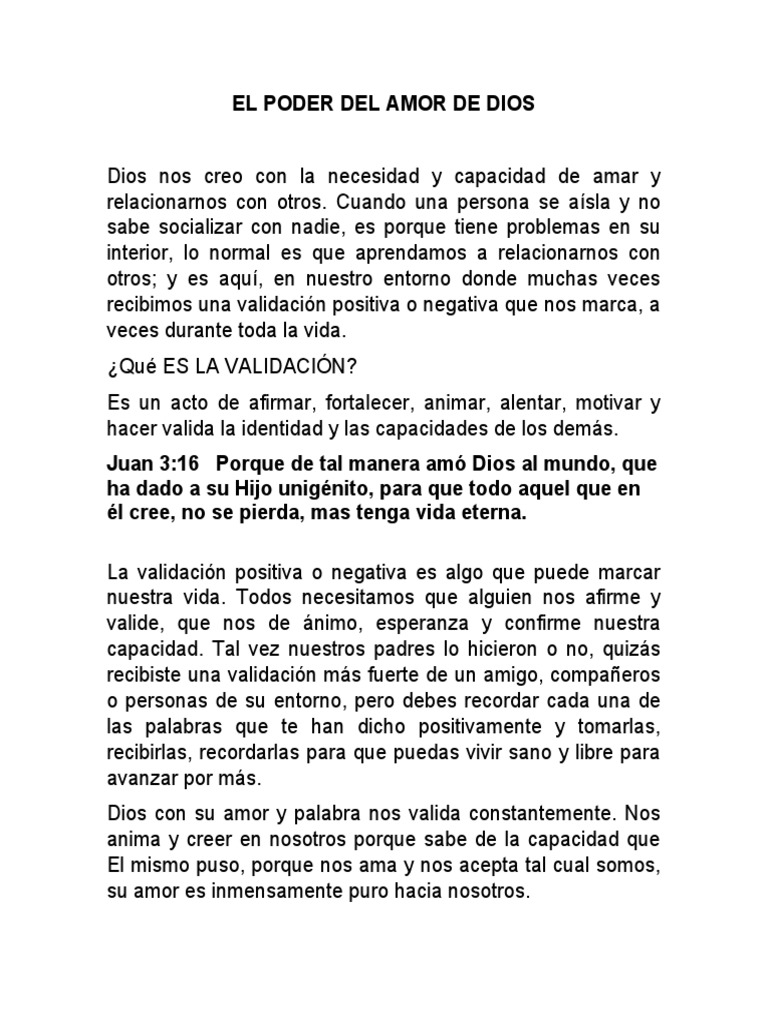 El Amor de Dios y la Validación Personal | PDF | Amor | Dios