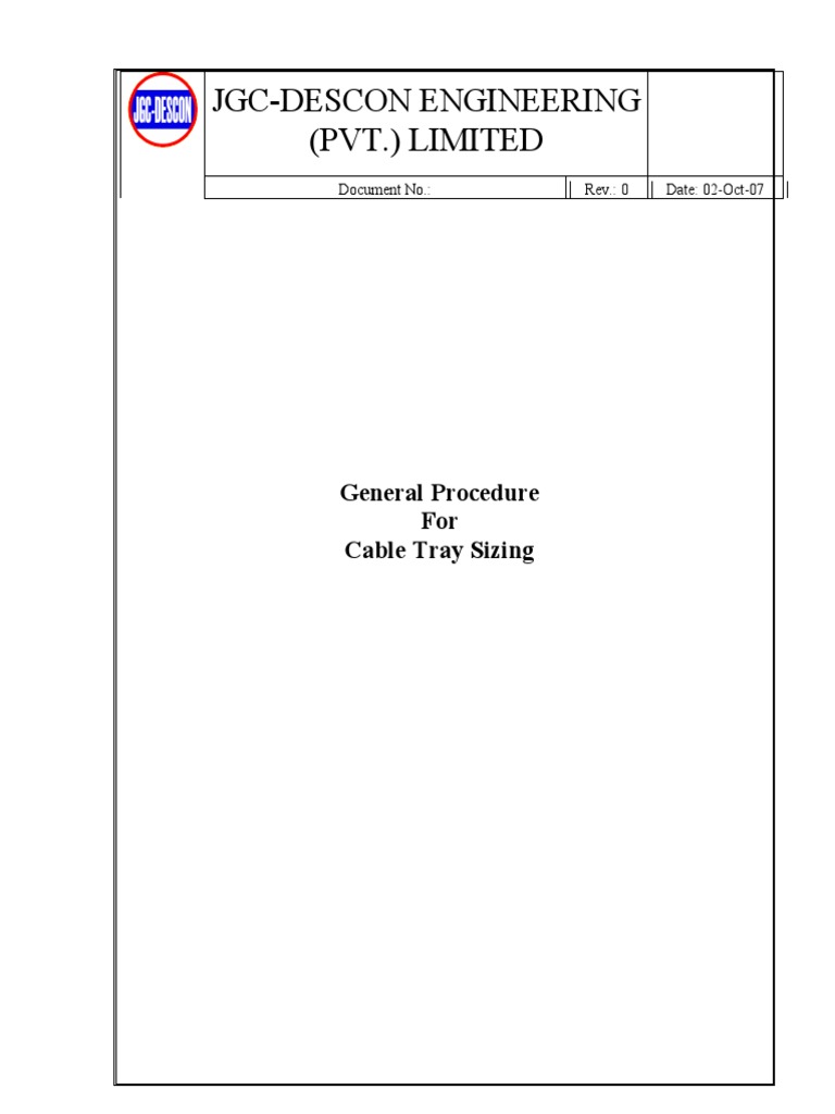 Cable Tray Sizing Calculations PDF Electricity Electrical Engineering