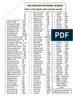 650 English Words in Single A4 Page