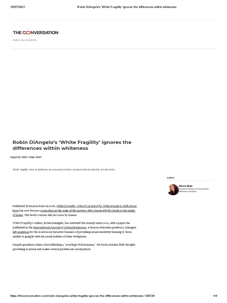 Robin DiAngelo's 'White Fragility' Ignores The Differences Within ...