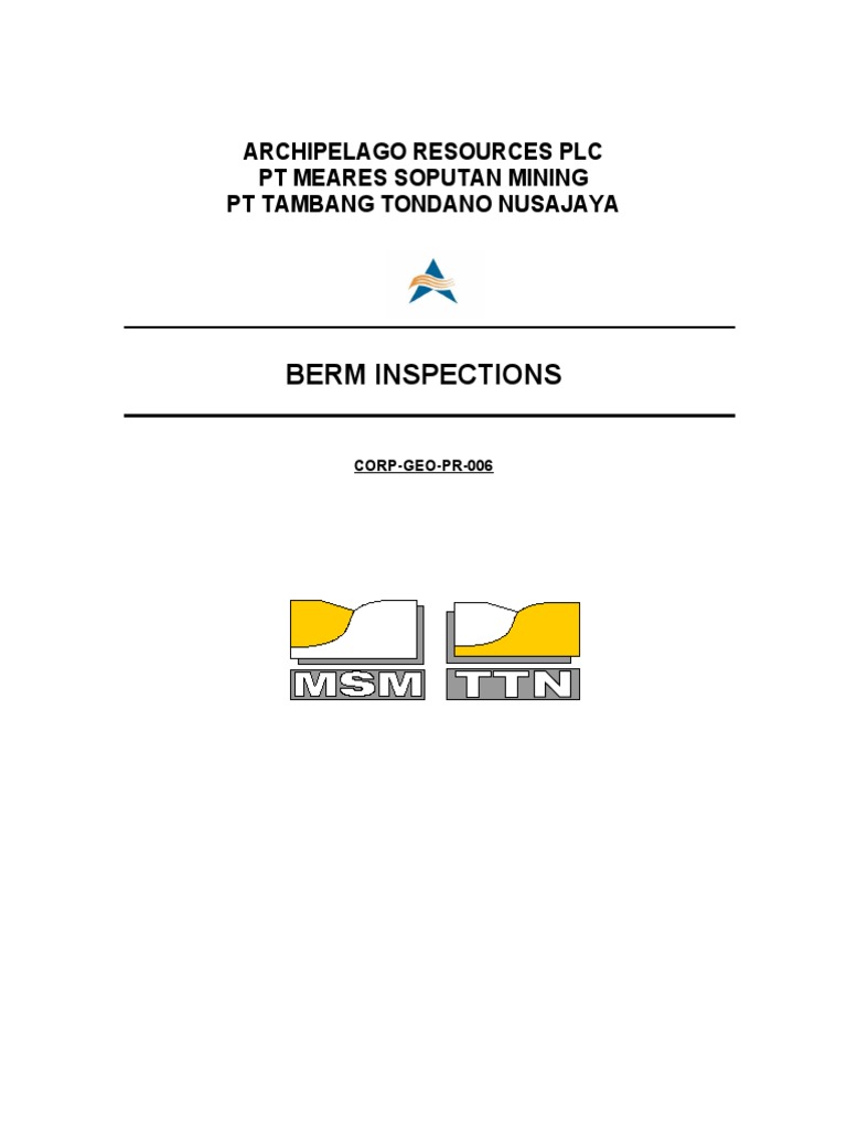 CORP GEO PR 006 Berm Inspection (RevB) | PDF