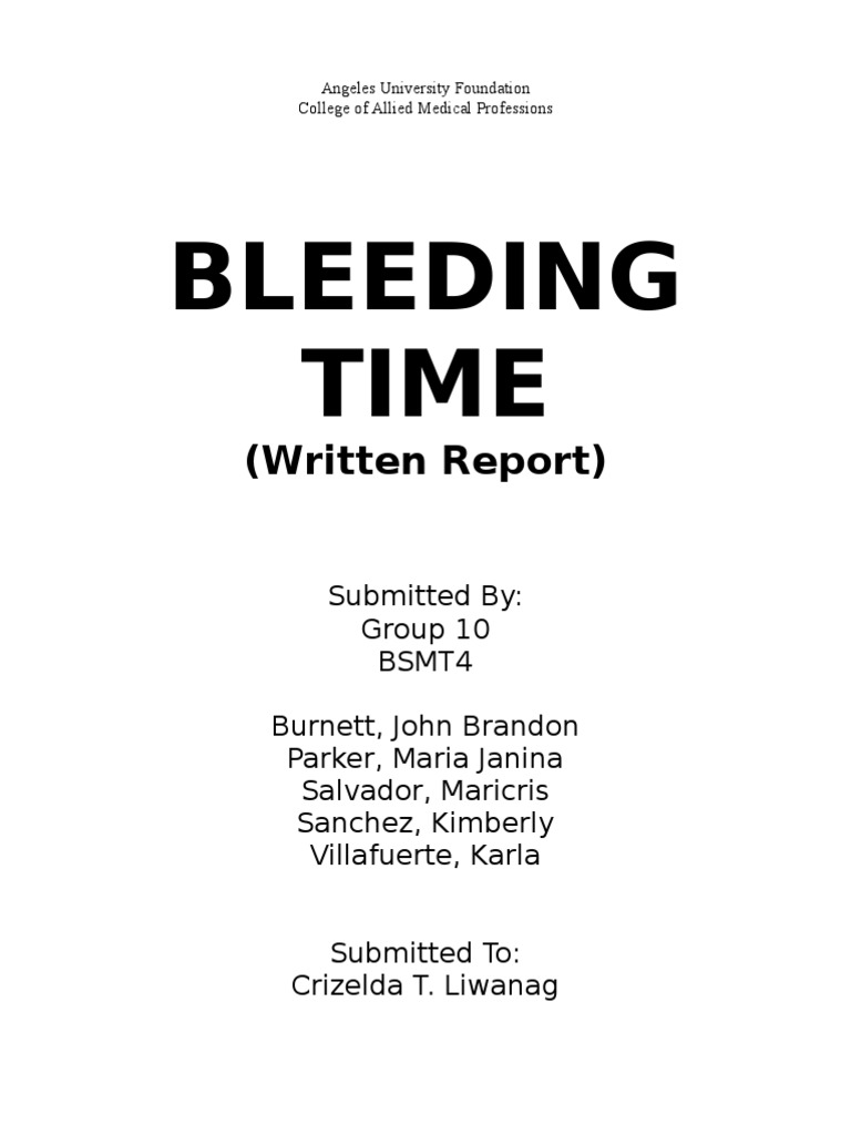 Bleeding Time Test Procedures and Significance | PDF | Coagulation ...