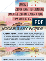 Lesson 1 - Differentiate Language Used in Academic Texts From Various Discipline