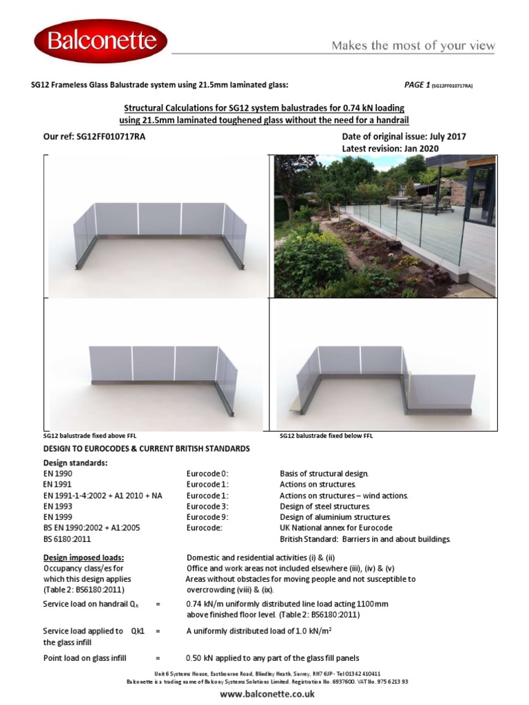 SG12 Frameless Glass Balustrade Design | PDF | Young's Modulus | Bending