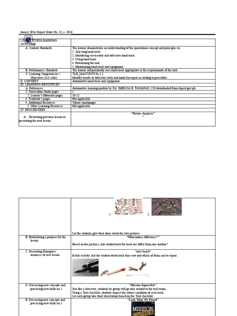 Automotive Hand Tools Training Guide | PDF | Learning | Teachers