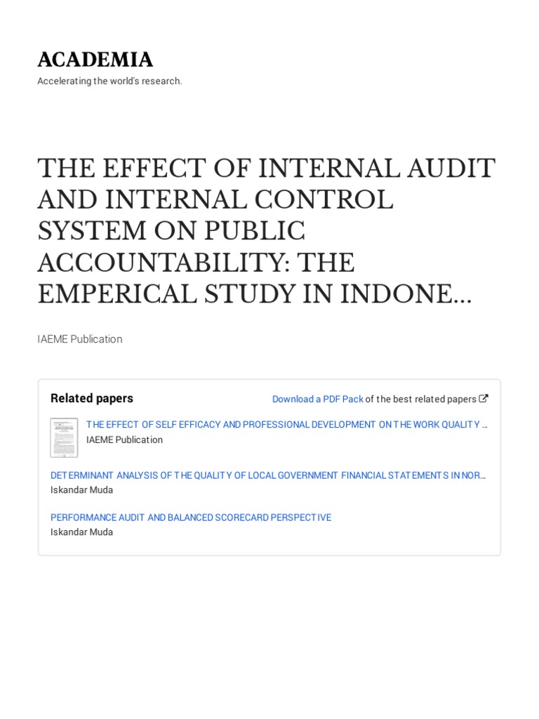 The Effect of Internal Audit and Internal Control System On Public ...