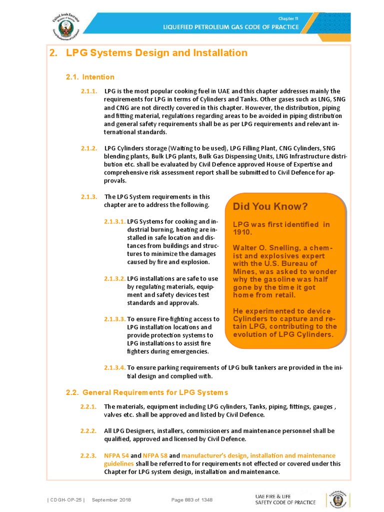 Requirements for Safe Design and Installation of LPG Systems | PDF ...