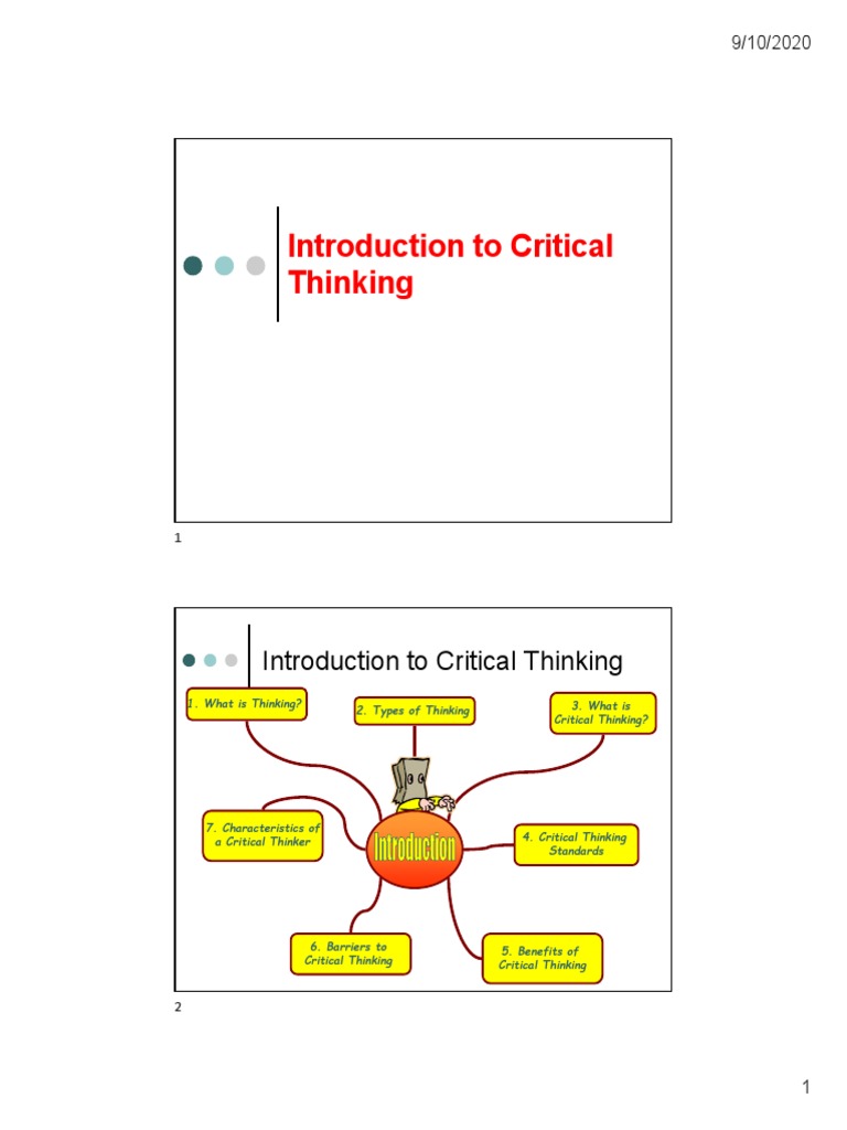 Introduction to Critical Thinking | PDF | Critical Thinking | Thought