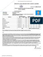 MOHID Matric Result Card