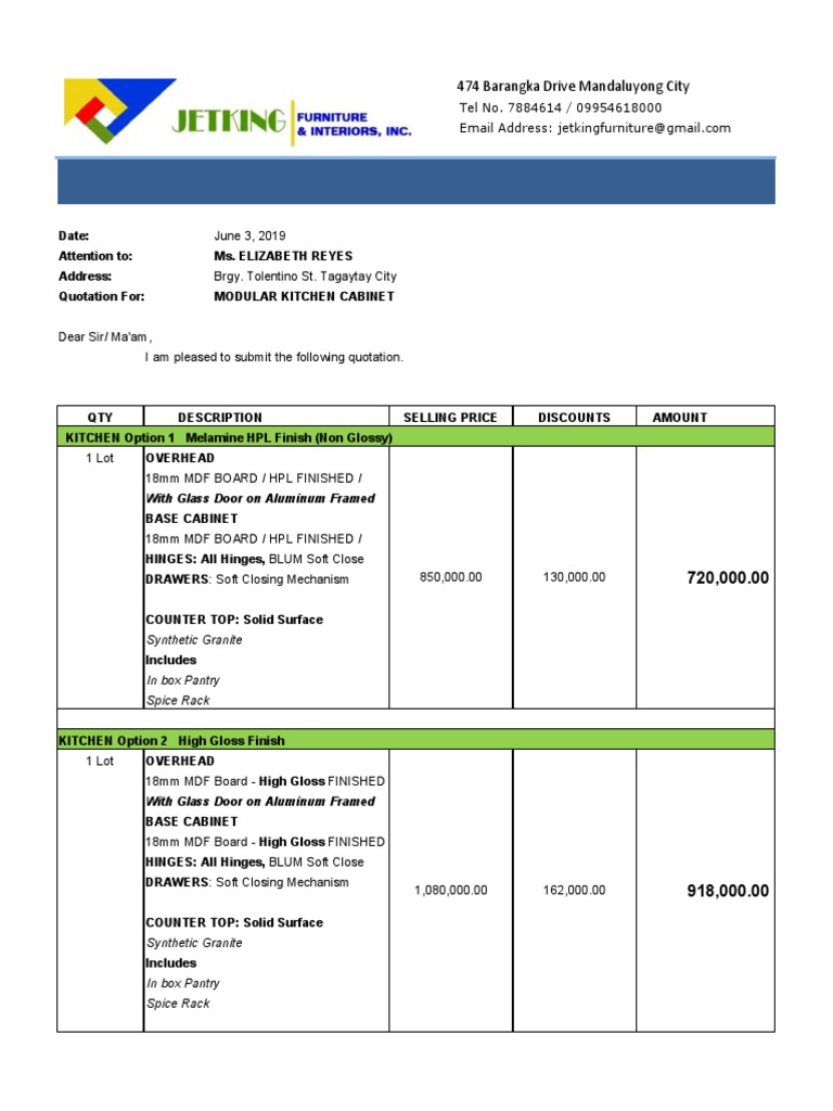 Kitchen Quotation PDF