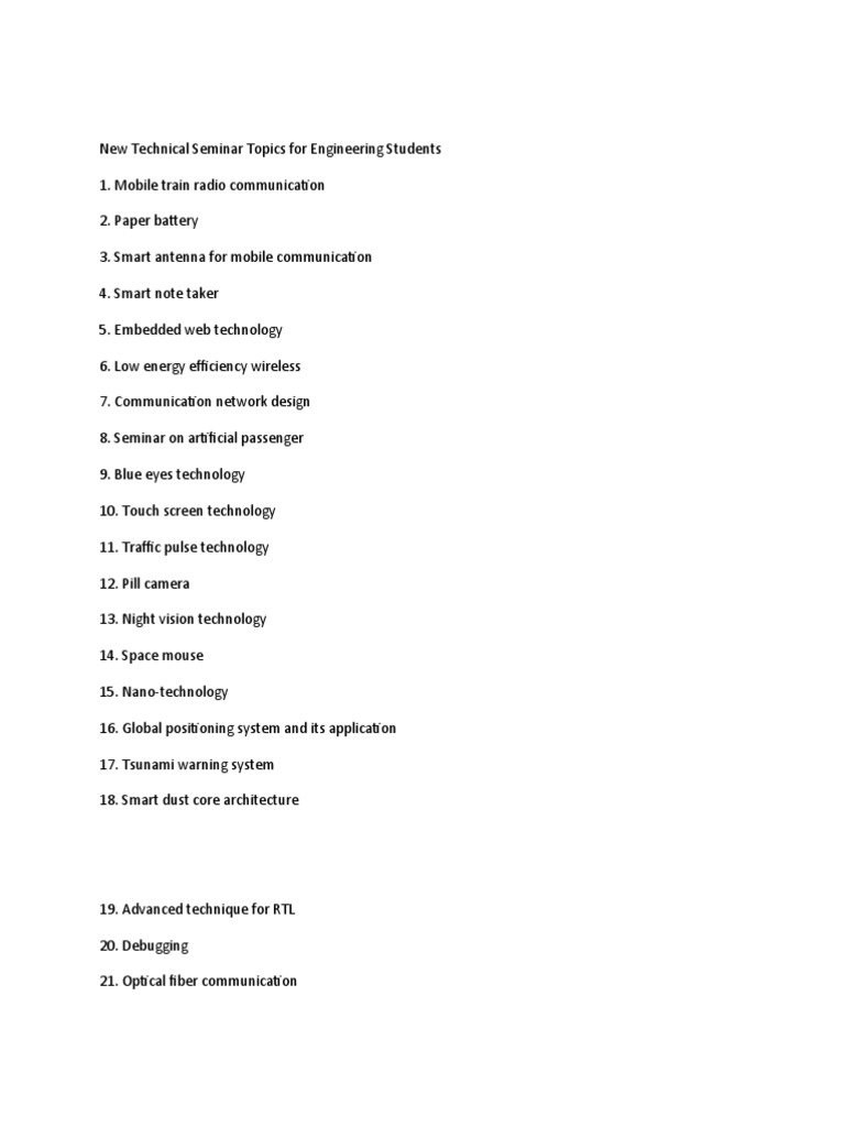 New Technical Seminar Topics For Engineering Students | PDF | Computer ...