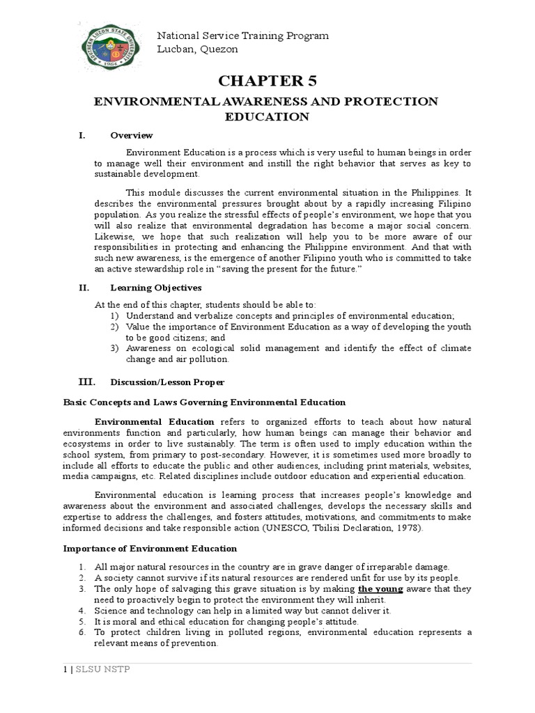 Environmental Awareness Education Module | PDF | Climate Change | Air ...