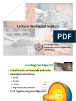 Lecture Geological Aspects: DR Vishisht Bhaiya Department of Civil Engineering SVNIT, Surat