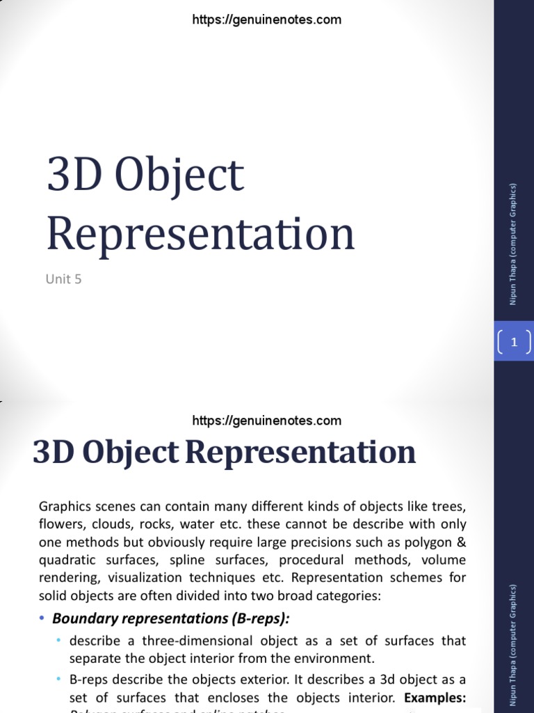 UNIT 5 3D Object Representation PDF 3 D Computer Graphics Curve