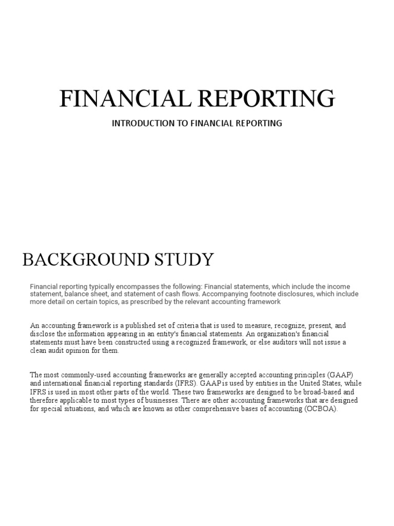 Introduction To Financial Reporting | PDF
