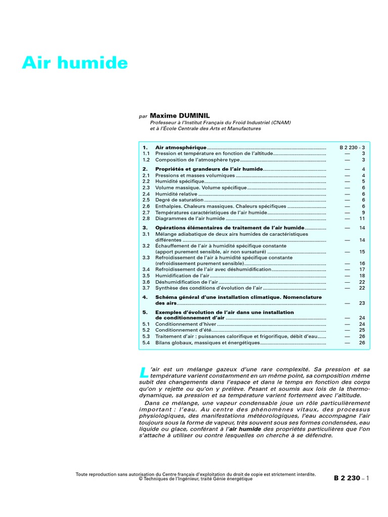 Air Humide | PDF | Atmosphère de la Terre | Climatisation