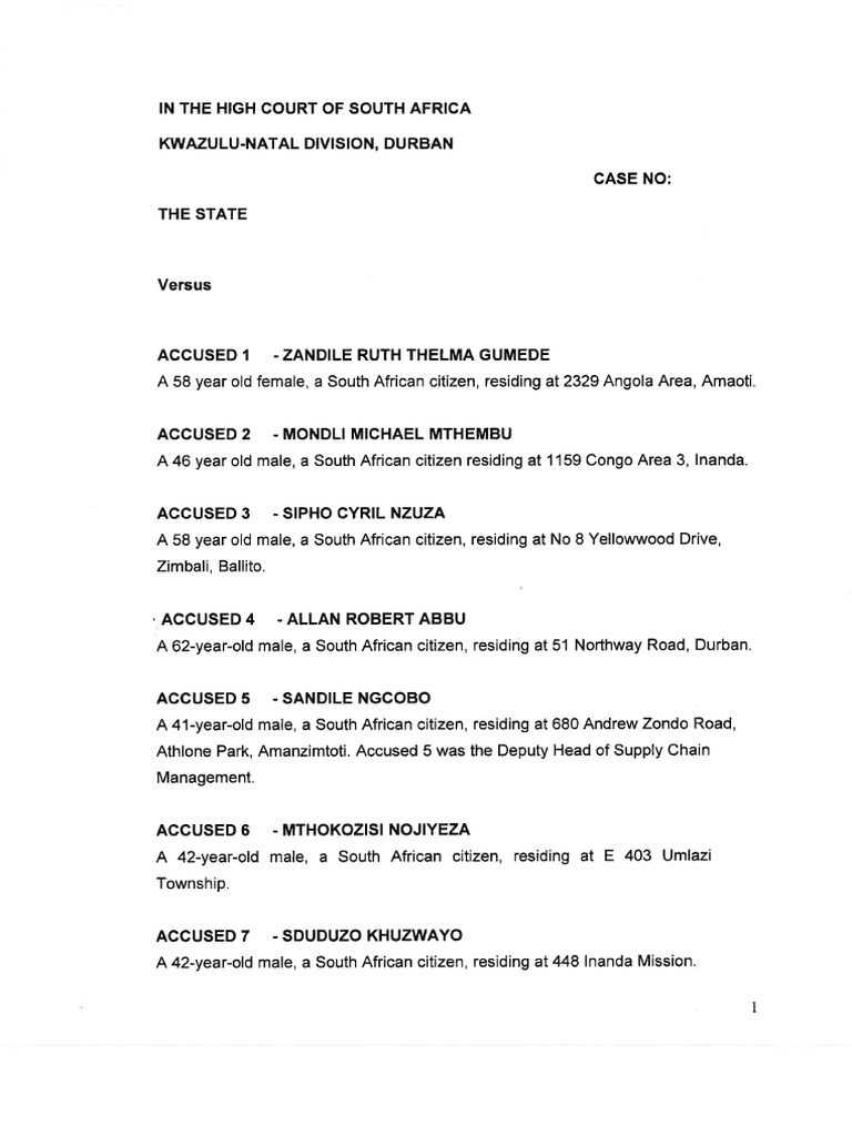 State Vs Gumede Indictment | PDF