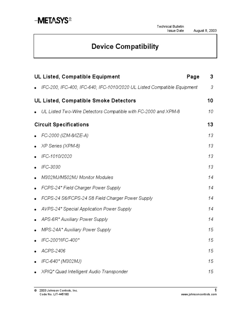 Device Compatibility UL Listed, Compatible Equipment 3 PDF