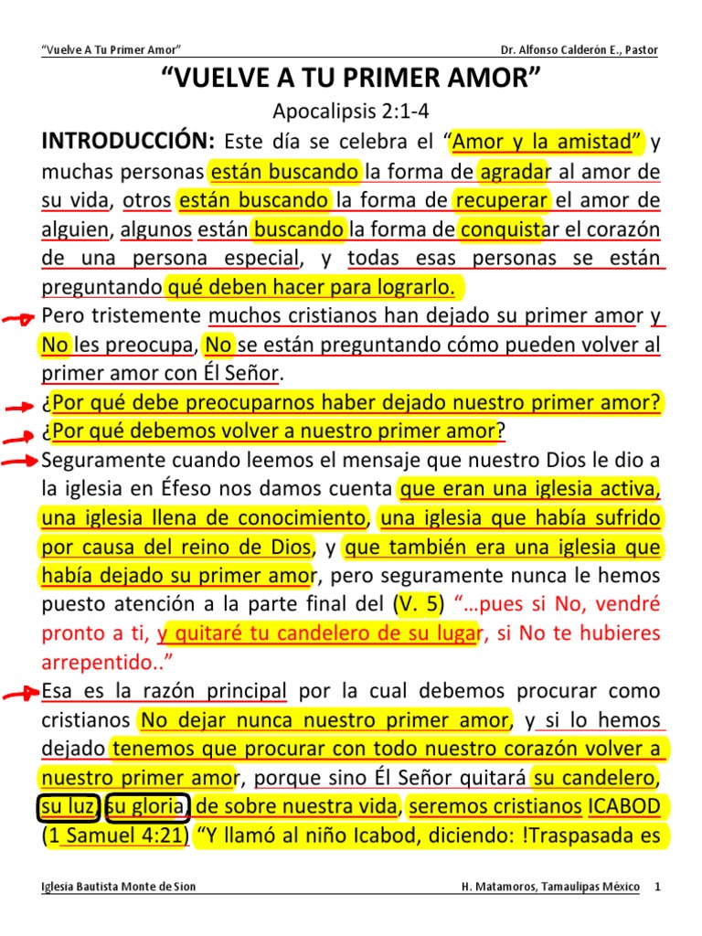 Vuelve A Tu Primer Amor PDF Amor