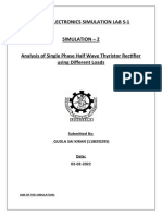 Power Electronics Simulation Lab S-1 Simulation - 2 Analysis of Single Phase Half Wave Thyristor Rectifier Using Different Loads
