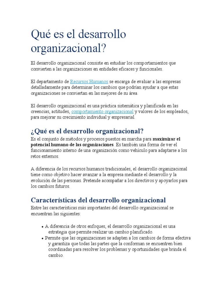 Qué Es El Desarrollo Organizacional | PDF | Gestión de recursos humanos ...