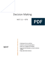 Decision Making: MGT 111 - Idtb