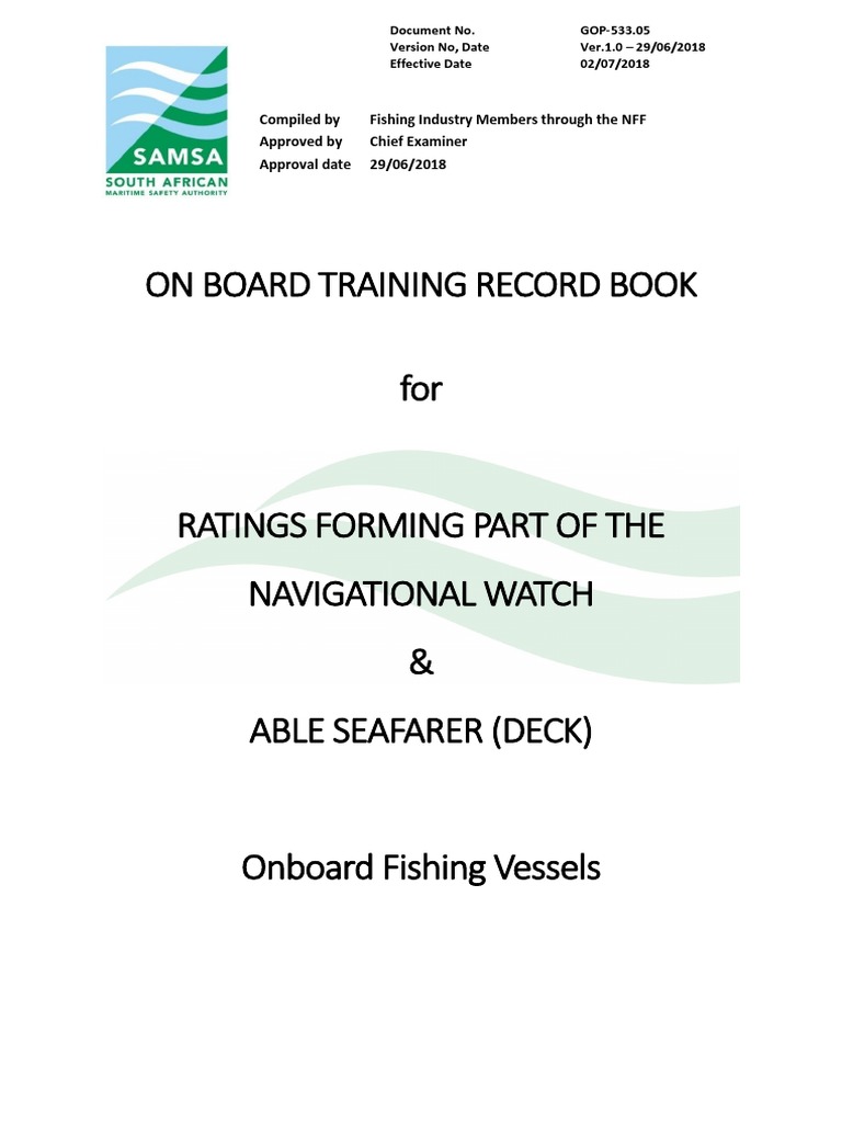 Onboard Training Record Book for Seafarers | PDF | Sailor | Shipping