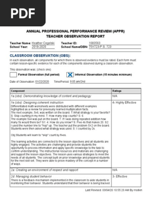 teacher observation 2019-2020