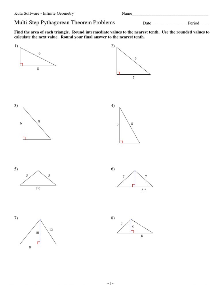 Worksheets Pythagorean Theorem Worksheet pythagorean theorem worksheet kuta switchconf 8 multi step problems