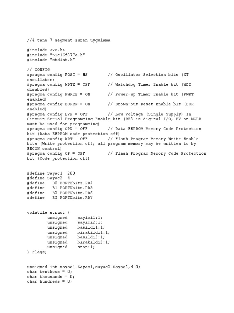 7-Segment Timer Application Code | PDF | Computer Engineering | Classes ...