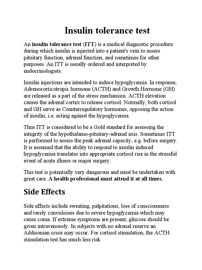 Insulin Tolerance Test | PDF | Nature | Endocrine System