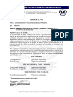 Circular No - 015 Docentes A Ordenes de La Secretaria Por Unificacion de Cursos