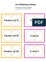 Factors Memory Game: Match The Factor With The Multiples
