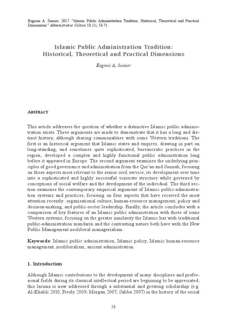 Islamic Public Administration Insights | PDF | Leadership | Caliphate