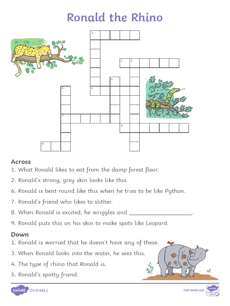 Ronald The Rhino Crossword Download Free PDF Odd Toed Ungulates