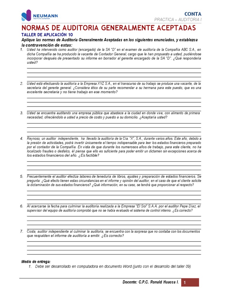 Normas de Auditoría: Taller Práctico | PDF | Auditoría | Contralor