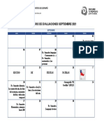 Calendario de Evaluaciones Septiembre 2021: 13 Receso 14 DE 15 Fiestas 16 Patrias