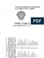 Time Table First Sem 2010-11 (Modified on 29 July 10)