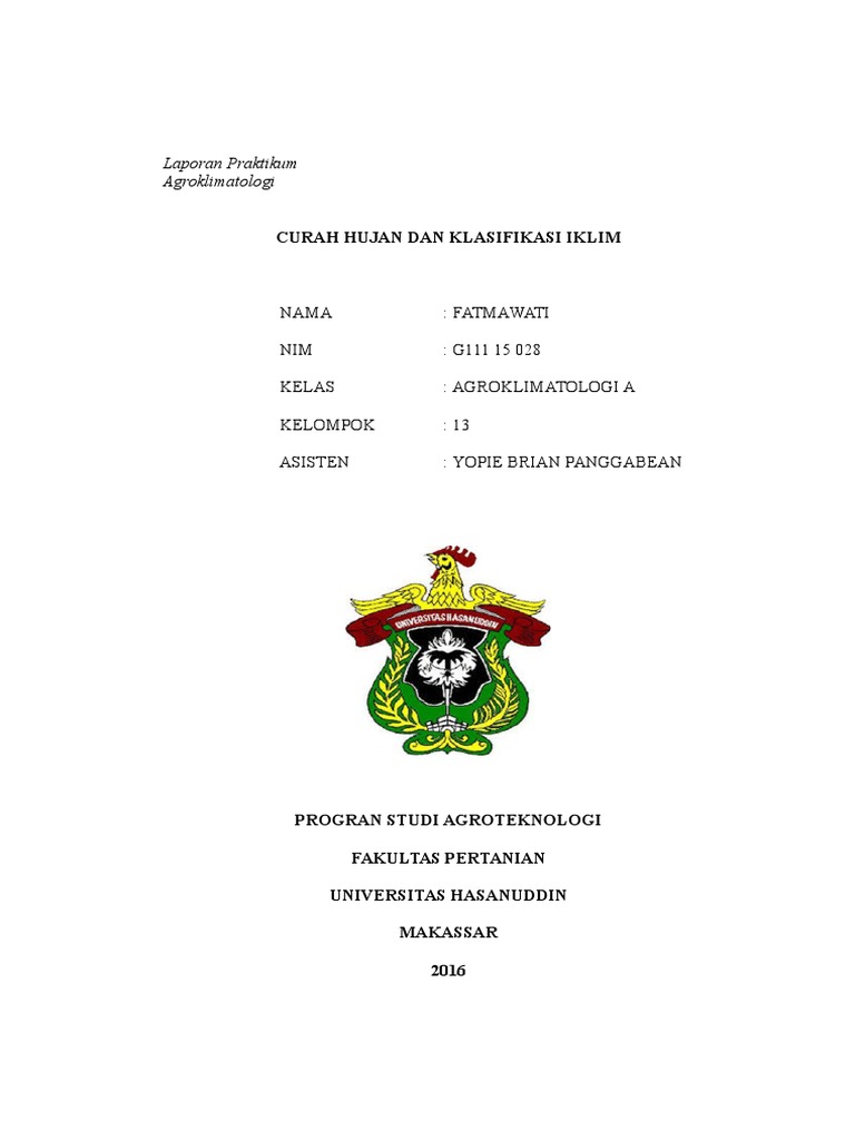 Laporan Praktikum Curah Hujan Dan Klasifikasi Iklim PDF Free | PDF