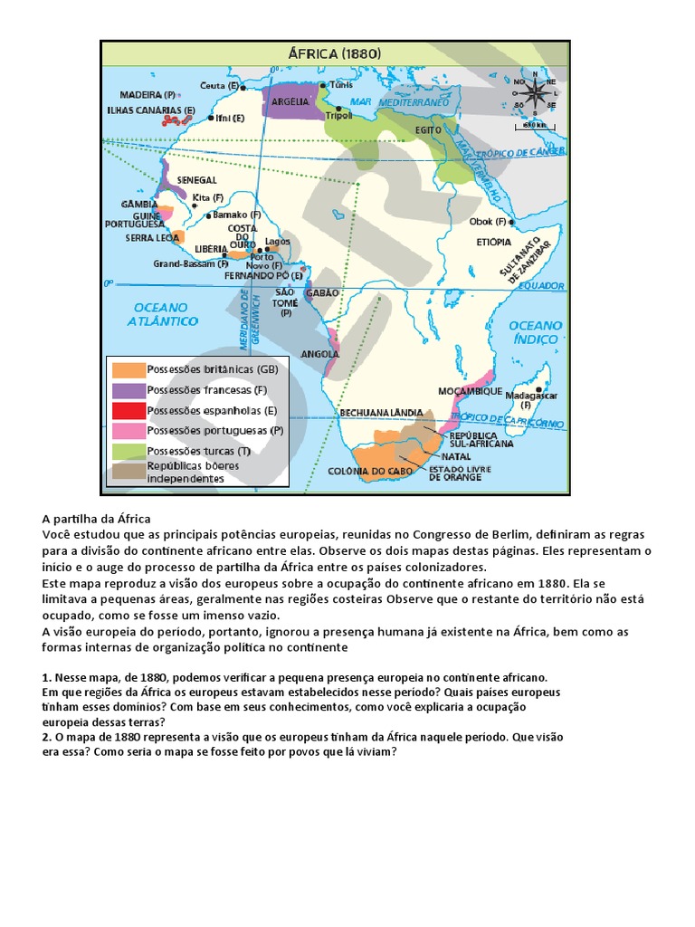 Atividade 9 Ano Partilha Da Africa | PDF