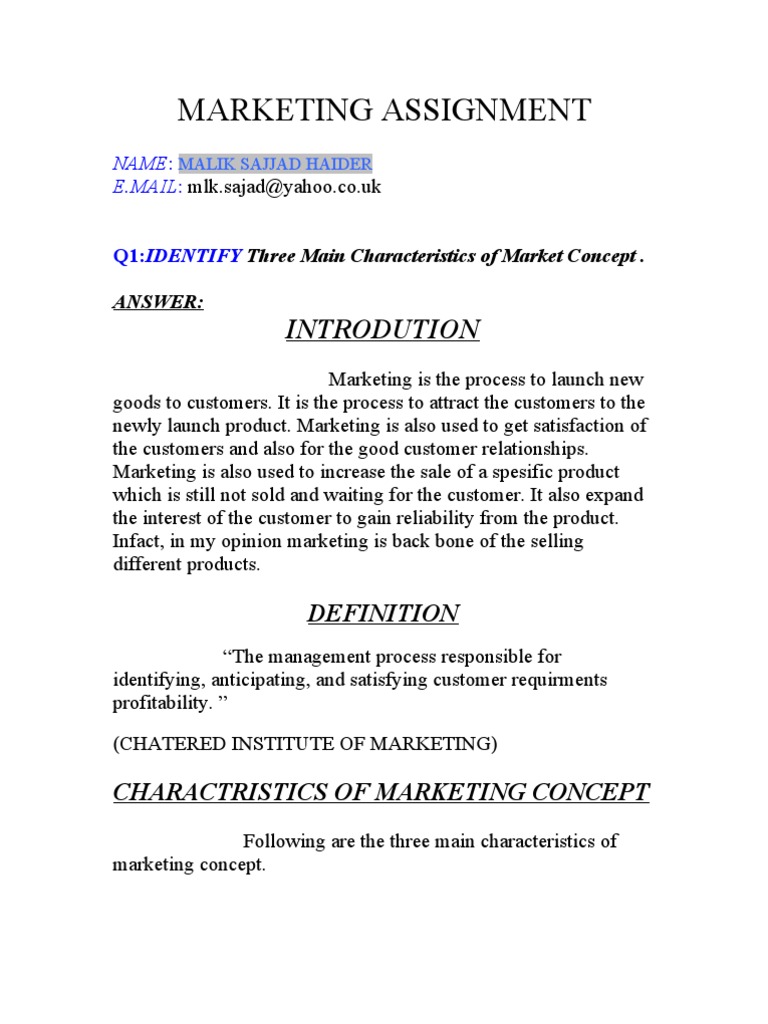 Key Characteristics of Marketing Concept | PDF | Market Segmentation ...