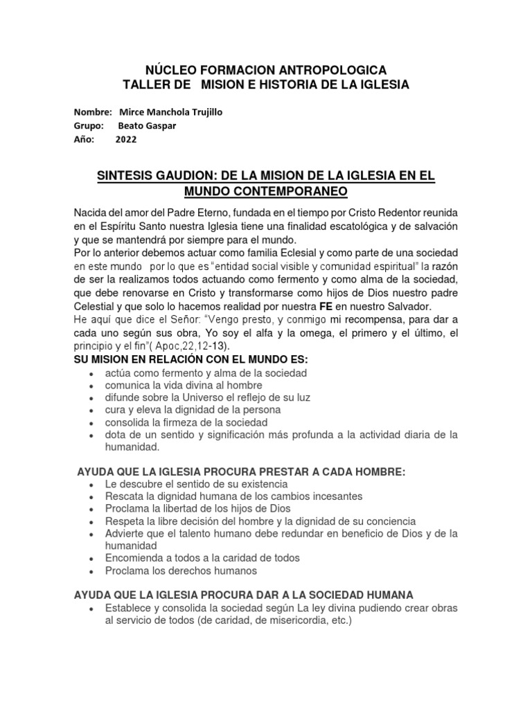 Misión de la Iglesia en el Mundo Actual | PDF | Iglesia Católica | Fe