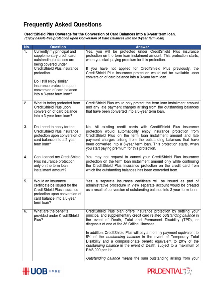 Frequently Asked Questions: No. Answer | PDF | Credit | Finance & Money ...