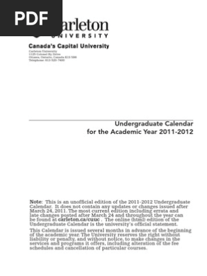 Undergraduate Calendar | PDF | Bachelor's Degree | University And College  Admission