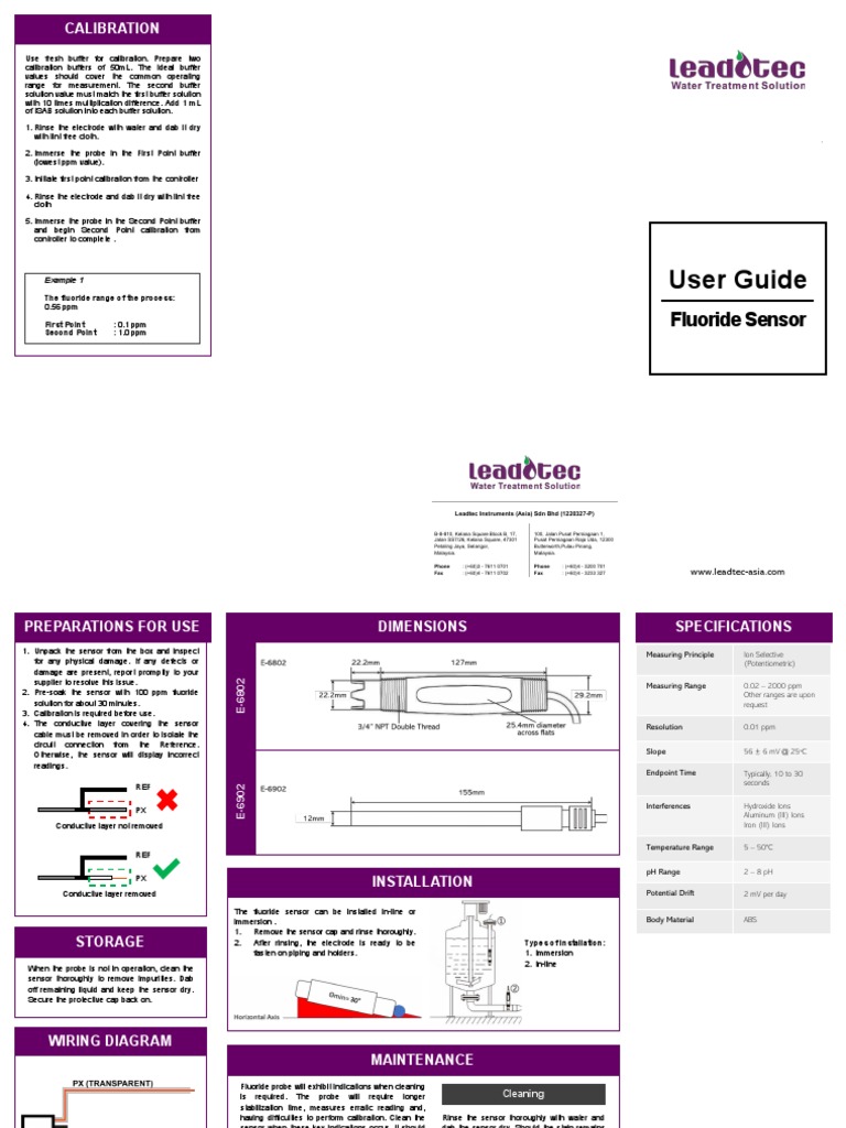 Leadtec Fluoride ION Sensor Manual PDF Ph Sensor
