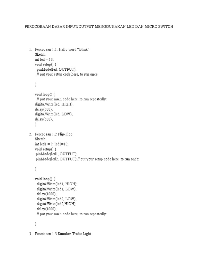 Job 1 Percobaan Dasar Input Output Menggunakan Led Dan