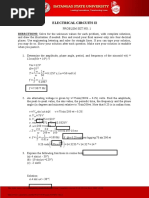 Electrical Circuits Ii: DIRECTIONS: Solve For The Unknown Values For Each Problem, With Complete Solutions