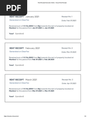 Rent Receipt Generator Online - House Rent Receipt