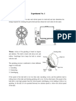 Experiment No. 1: Aim: To Determine Reduction Ratio and Critical Speed of A Ball Mill and Also Determine The