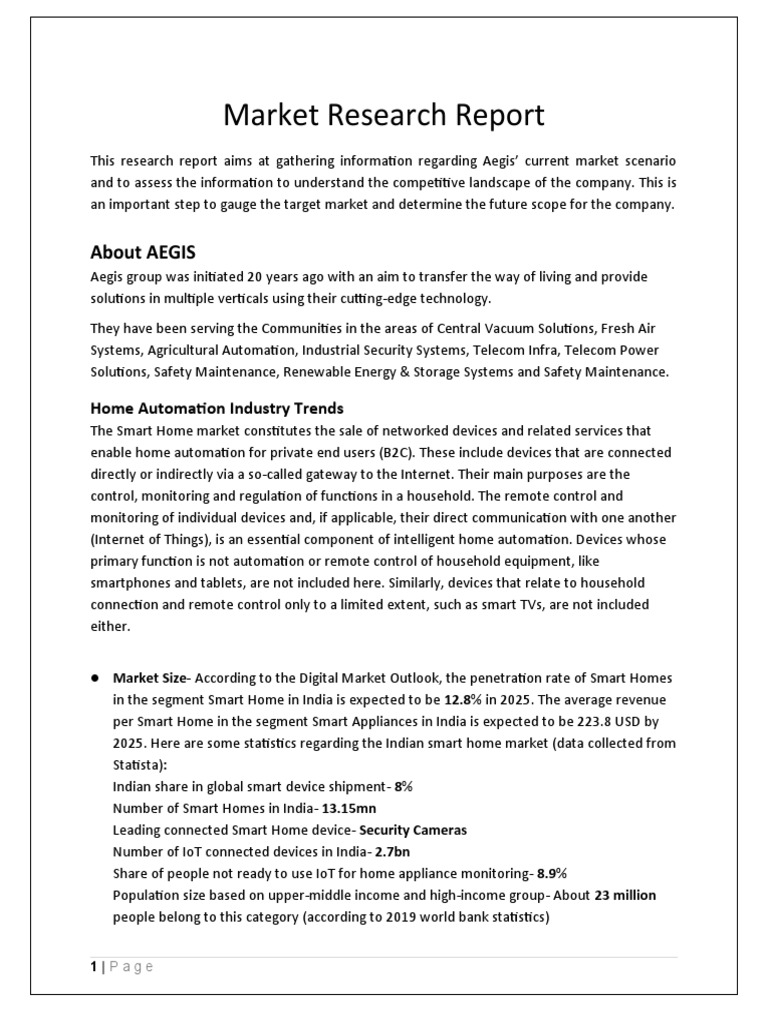 Aegis Home Automation Market Analysis | PDF | Home Automation | Automation